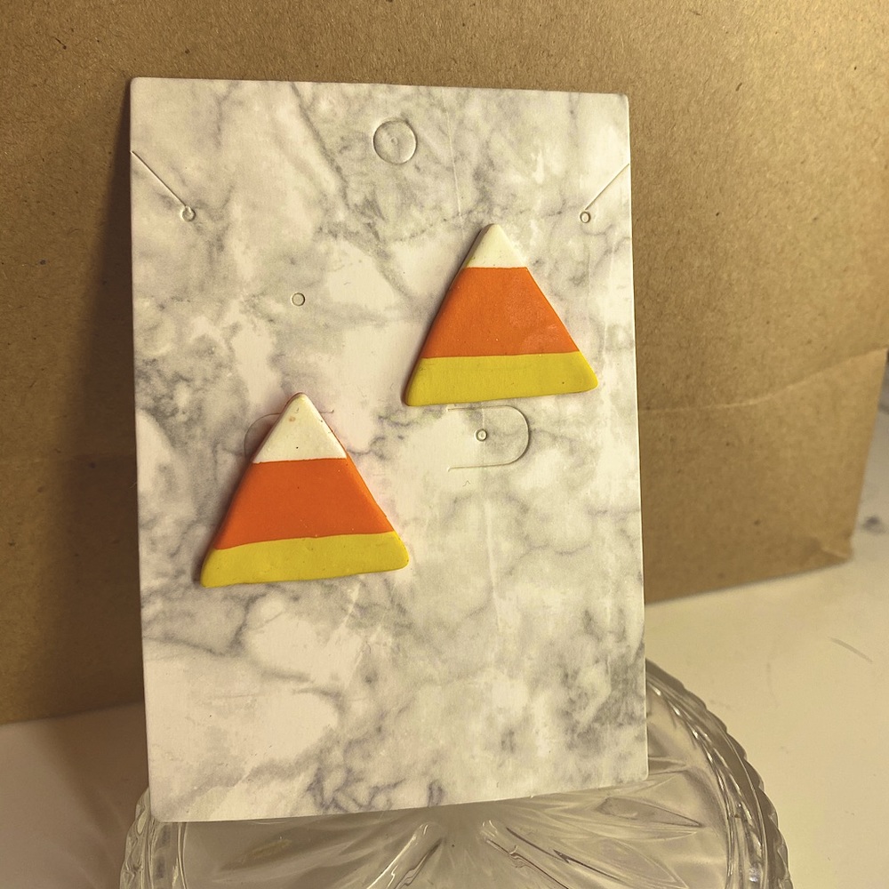 home made candy corn earrings